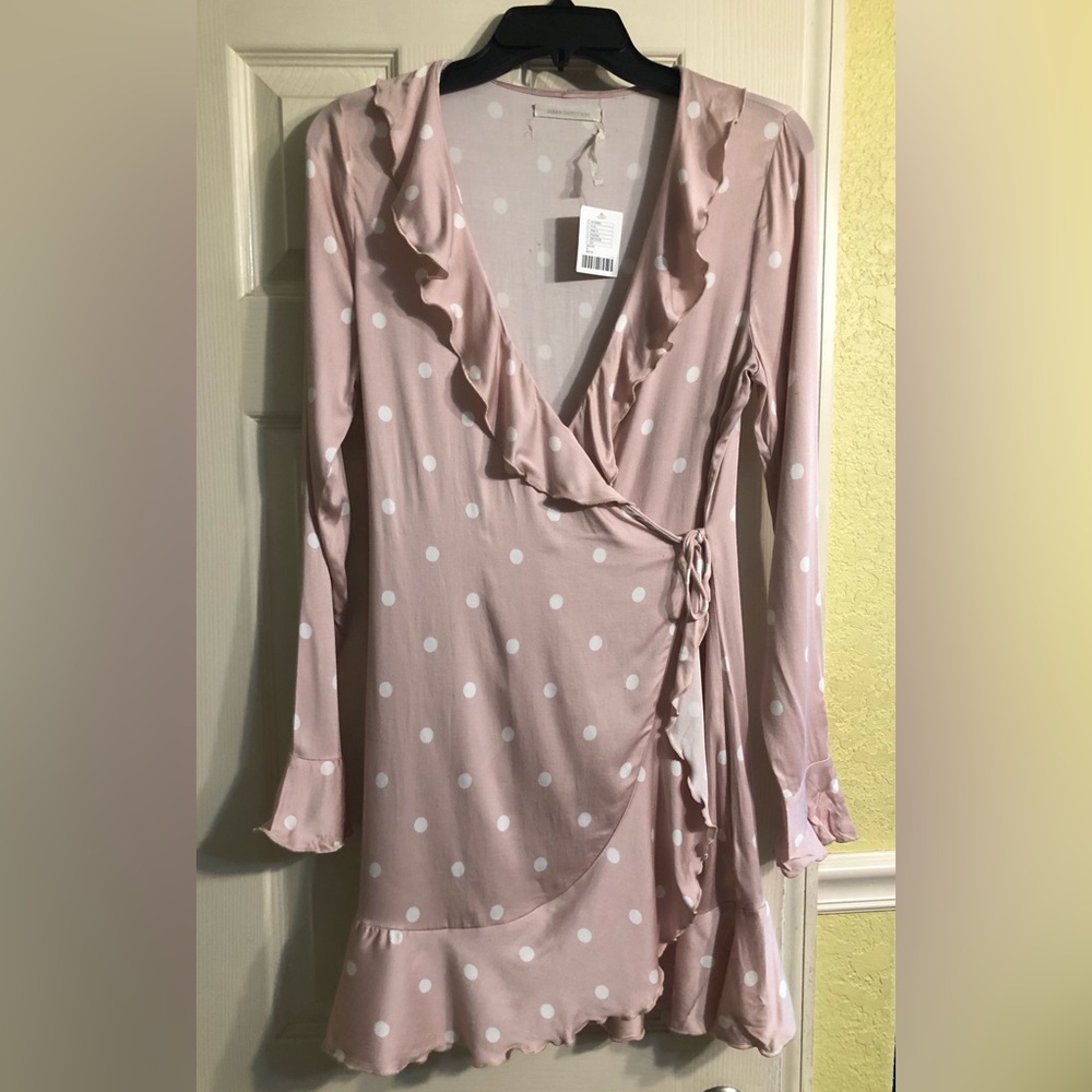 H&M Pink Polka Dot Wrap Dress